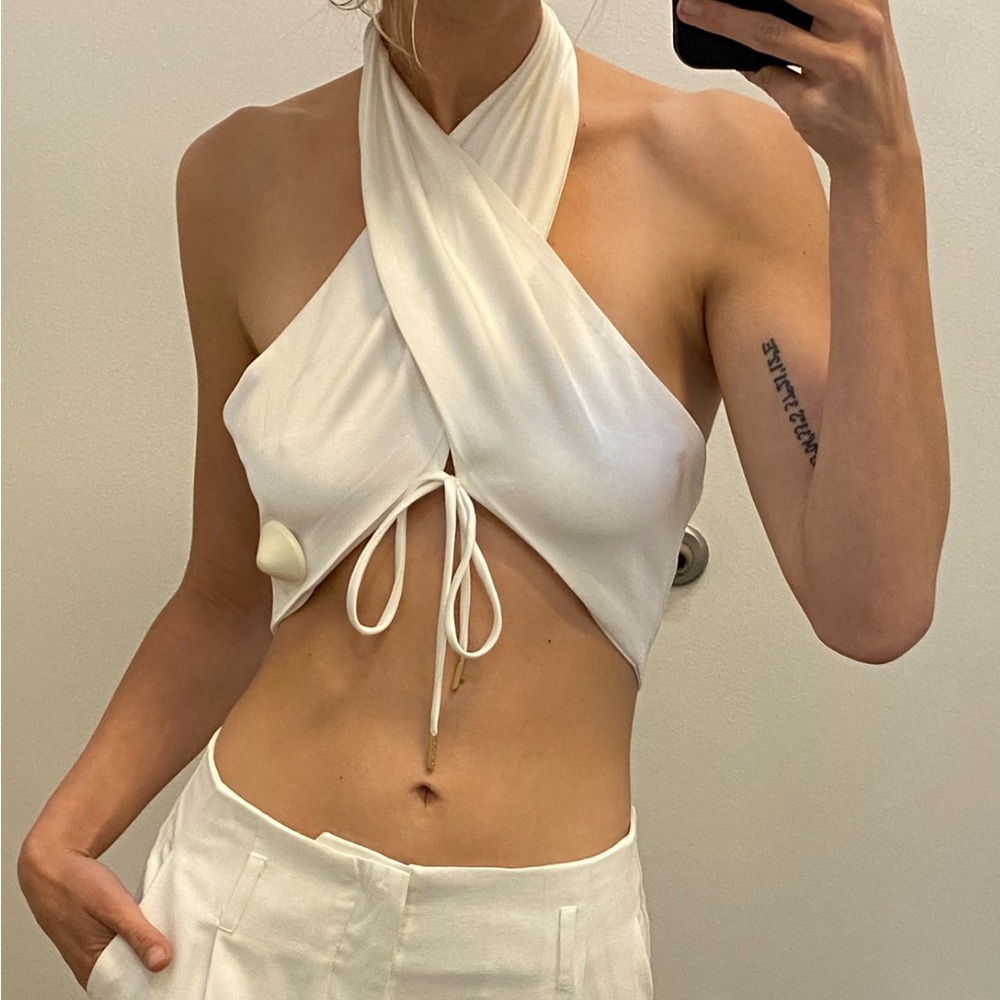 White Bandeau Halter Top